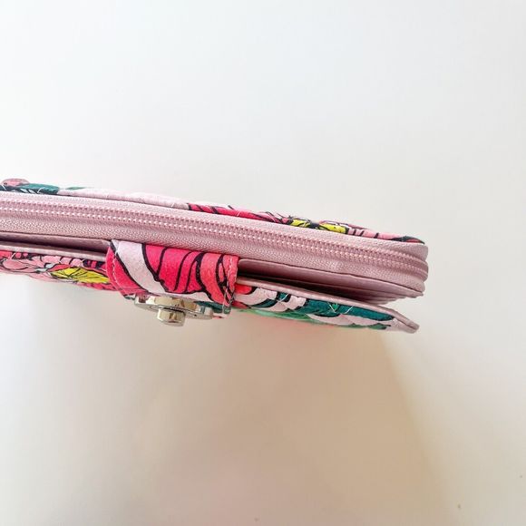 Vera Bradley Turnlock Wallet and Coin Purse Pink and Green Vintage Floral Print - Picture 4 of 9